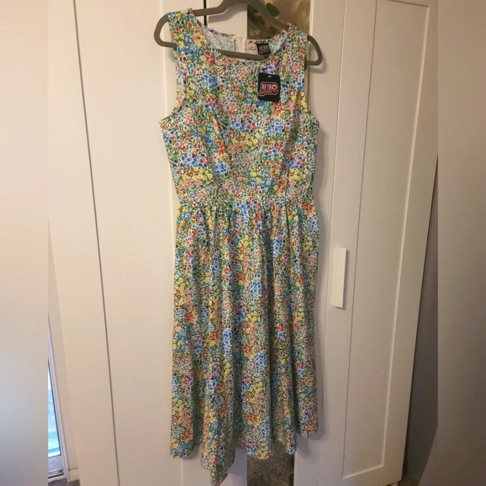 Retrolicious 4876 Painted Floral Midi Dress XL NWT - Picture 4 of 5